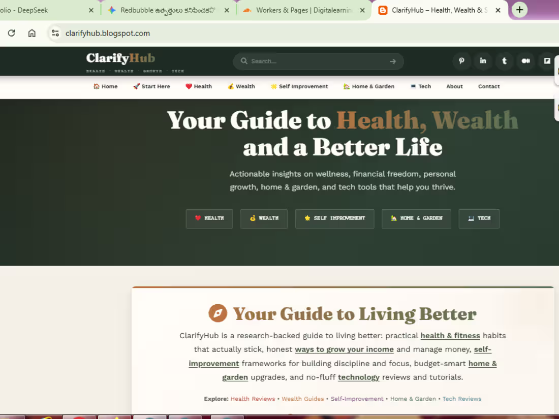 Cover image for Comprehensive Lifestyle Content Creation for ClarifyHub