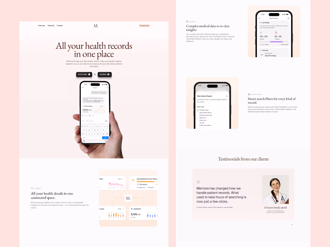 Cover image for Memora App -Landing Page Design and Framer Development
