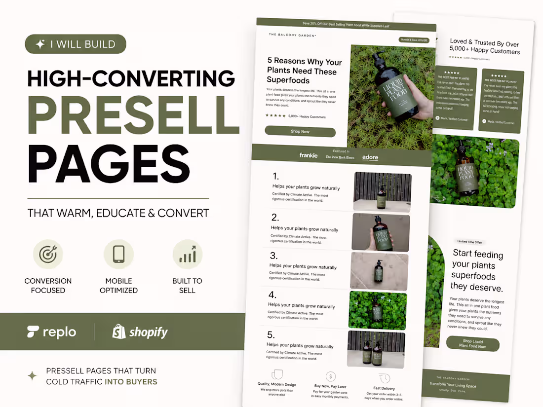 Cover image for I Build High-Converting Presell Pages for Shopify Brands