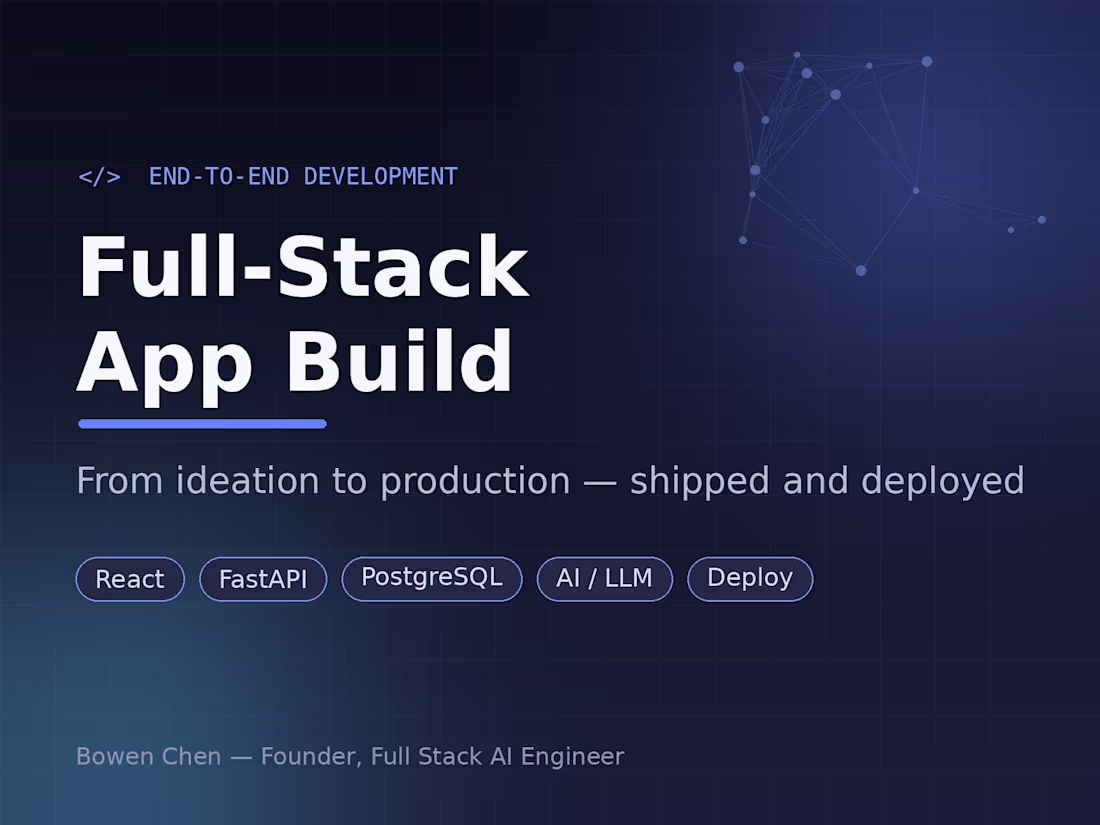 Cover image for Full-Stack App Build — Ideation to Production