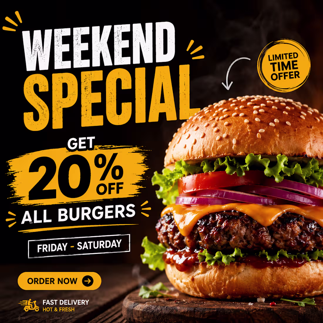 Cover image for Weekend burger promotion designed to