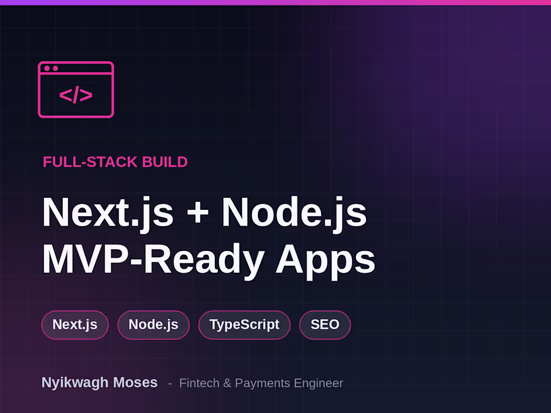 Cover image for Next.js + Node.js app or feature build (MVP-ready)