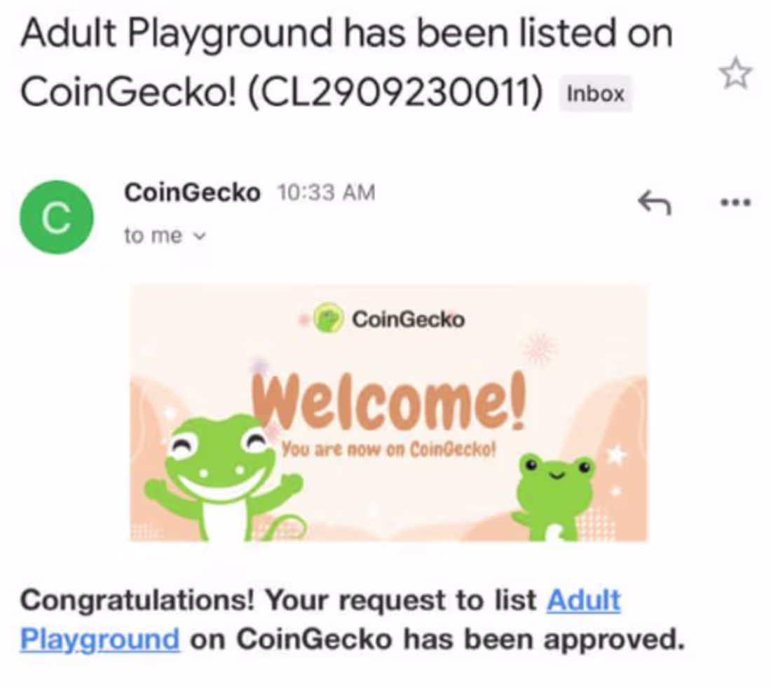 Cover image for I Listed Adult Playground on CoinGecko!