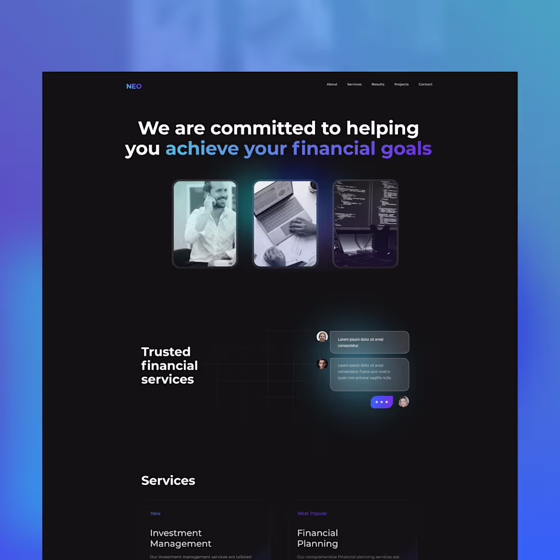 Cover image for Modern landing webdesign for Finance Company