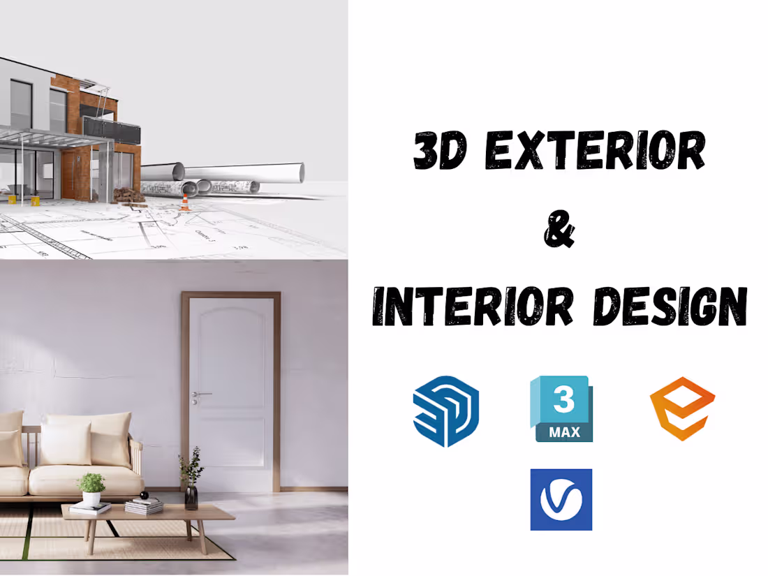 Cover image for Architectural 3D Exterior, Interior design and Rendering