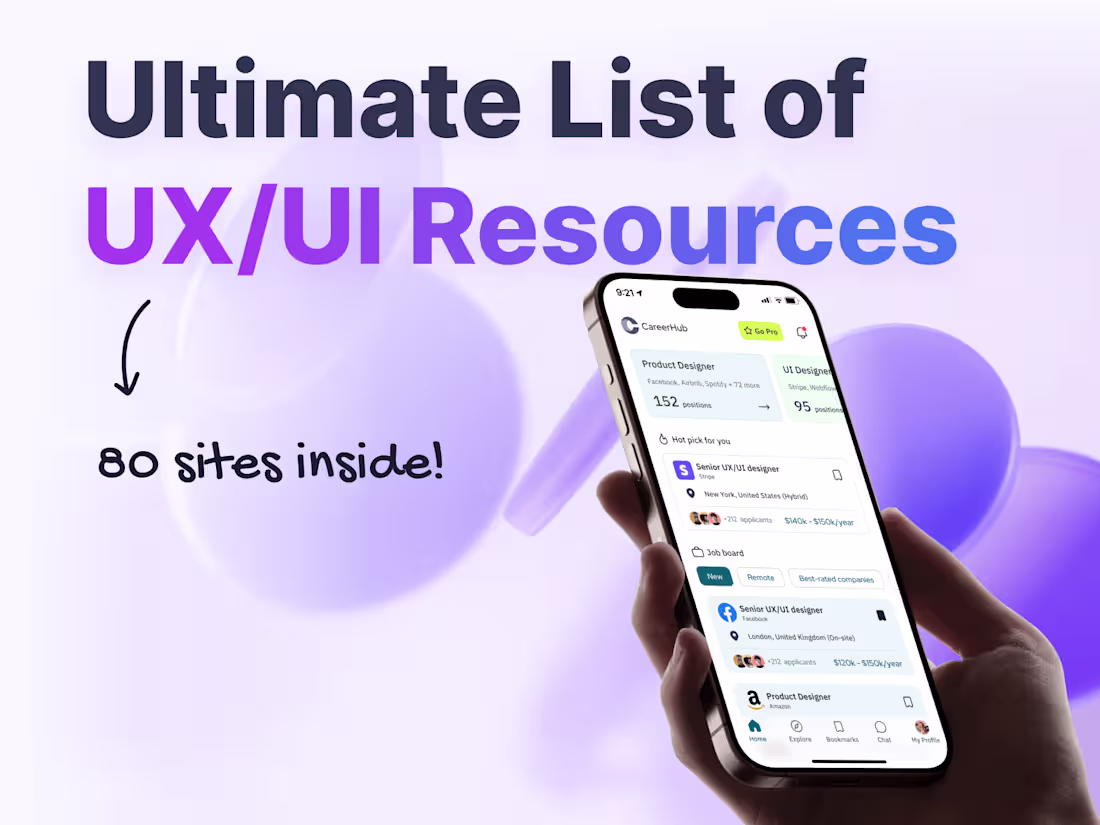 Cover image for Ultimate list of 80 UX/UI design resources