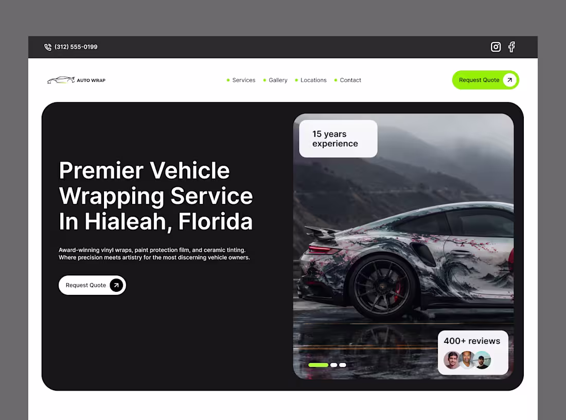 Cover image for auto wrapping service website.. what
