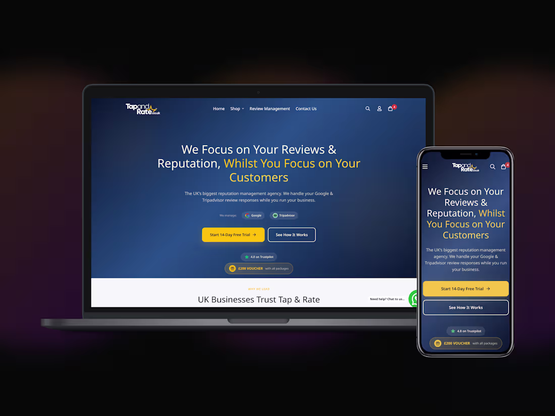 Cover image for Shopify Landing Page Build for Tapandrate.co