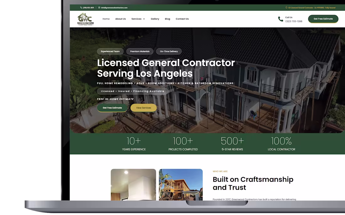 Cover image for Greenwood Contractors Website Development