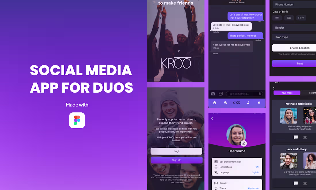Cover image for Social media app for duos UI