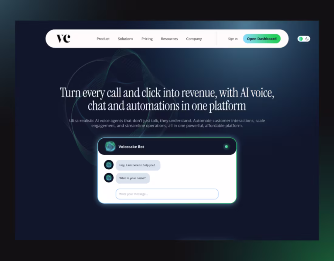 Cover image for Voicecake Agent Landingpage