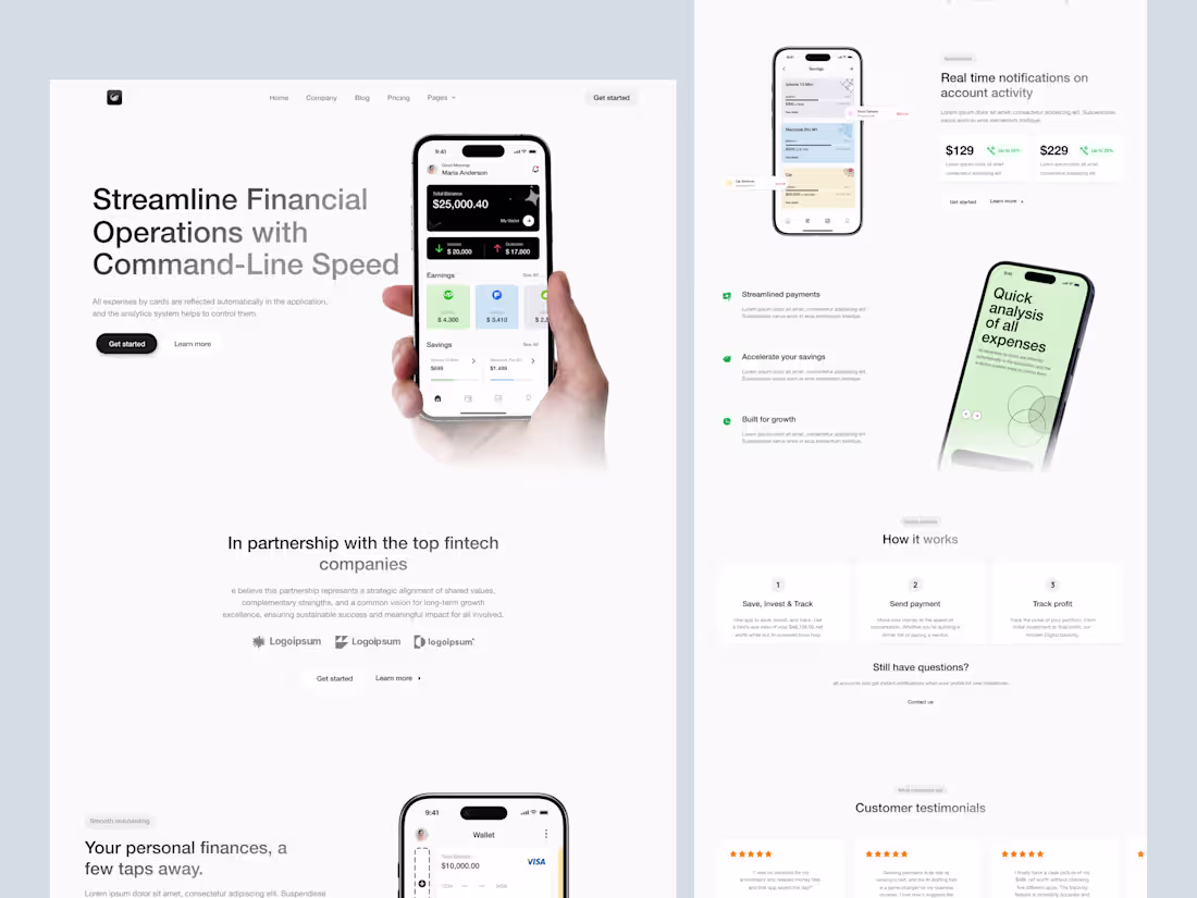 Cover image for Fintech Landing Page and Mobile App Design