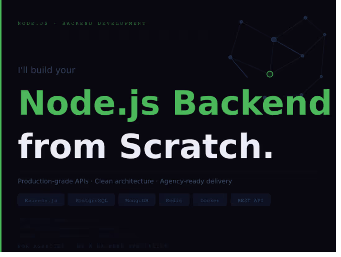 Cover image for I'll Build Your Node.js Backend from Scratch for Agency Projects