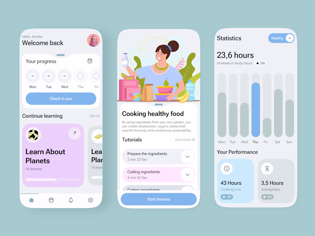 Cover image for Here is my Cooking & Learning App — Modern Educational UI De...