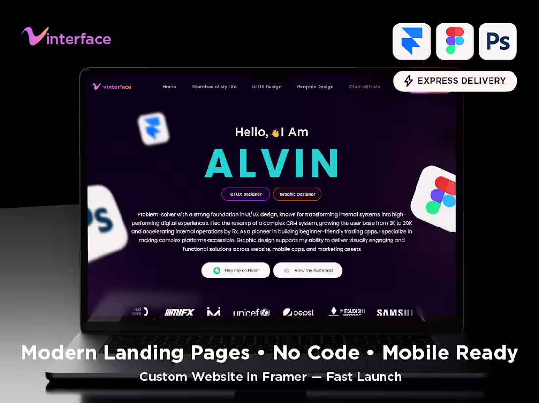 Cover image for Modern & Fully Responsive Website Design in Framer Live in Days
