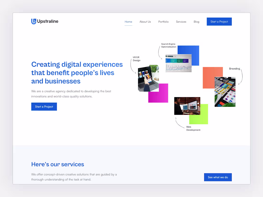 Cover image for Upstraline Creative – Modern Agency Website