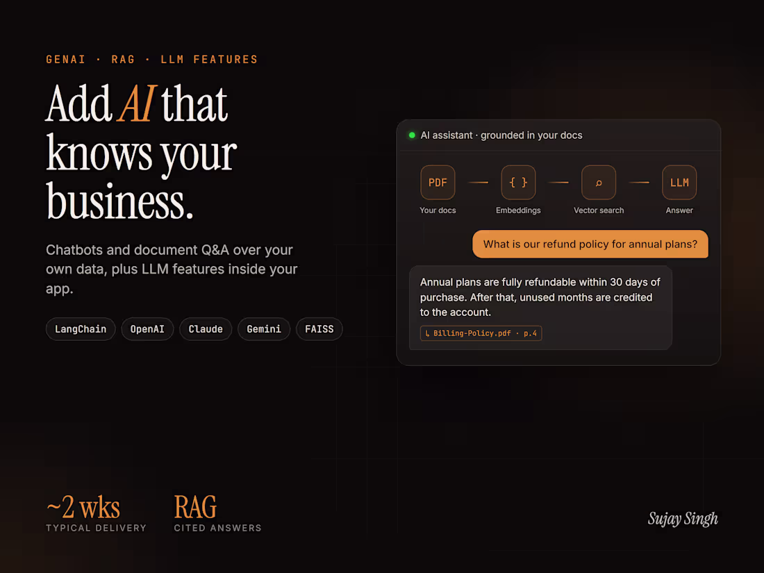 Cover image for Add AI to Your Product: RAG Chatbot, Document Q&A, LLM Features
