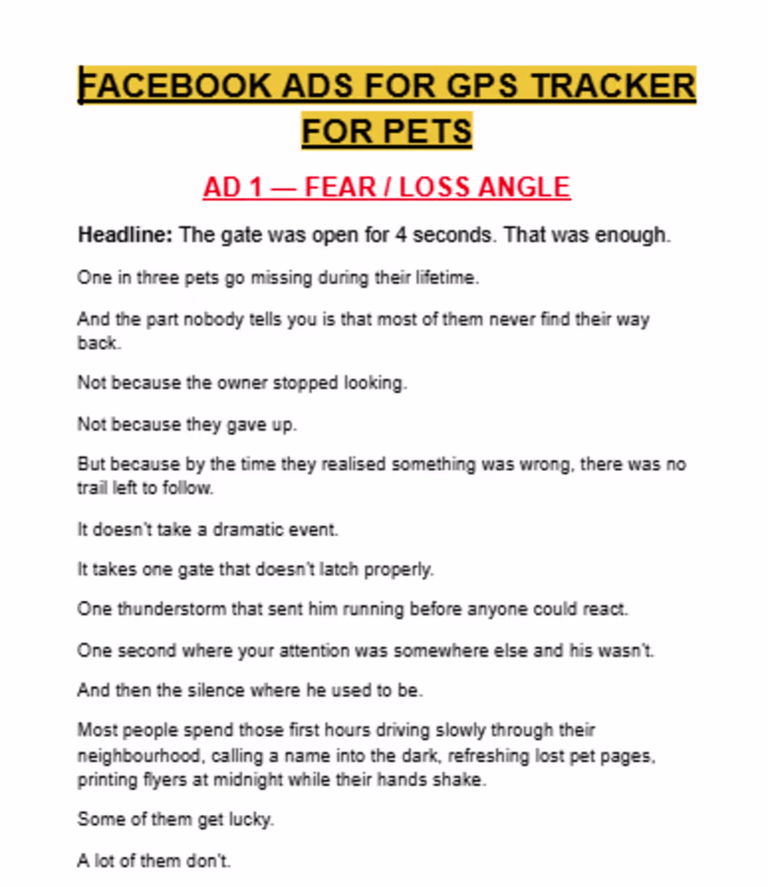 Cover image for Facebook ad copy for pet