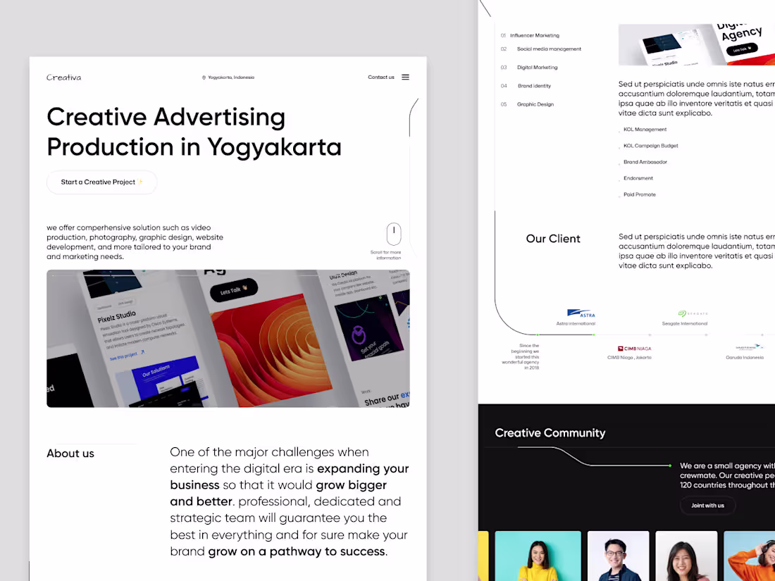 Cover image for Creativa Advertising Agency Website Redesign