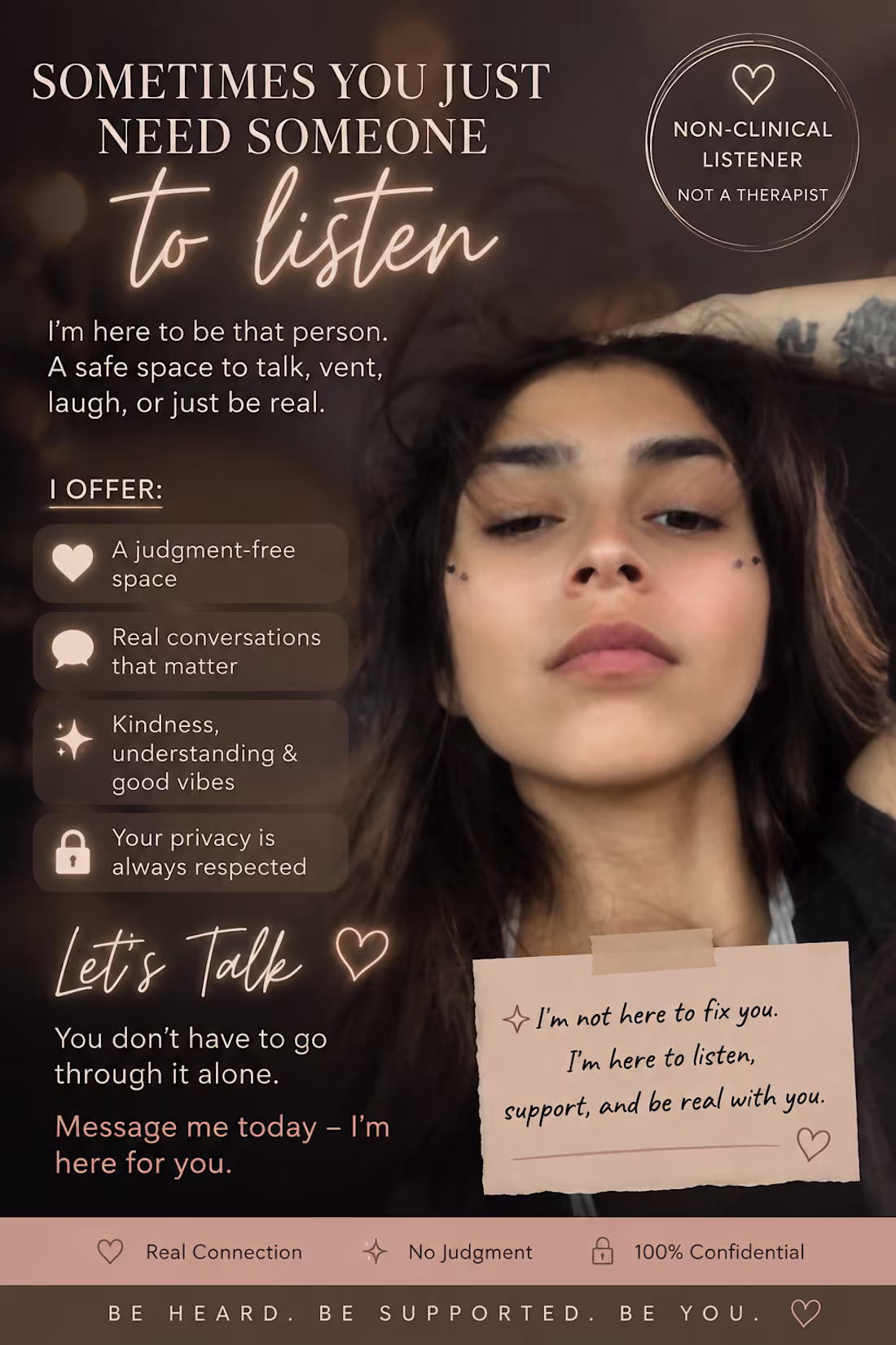 Cover image for Nonclinicallistenerconversationandsupport personnottherapist 