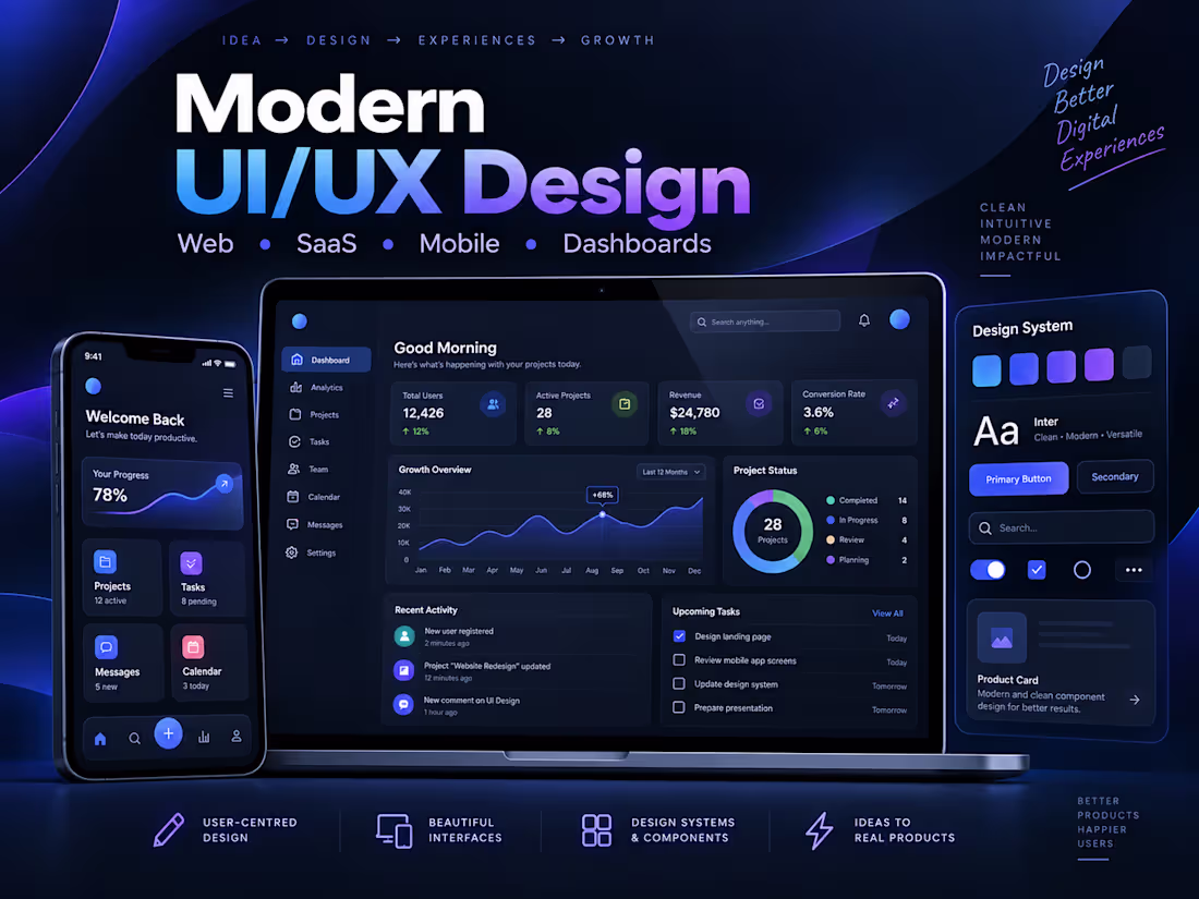 Cover image for Modern UI/UX Design for Web, SaaS & Mobile