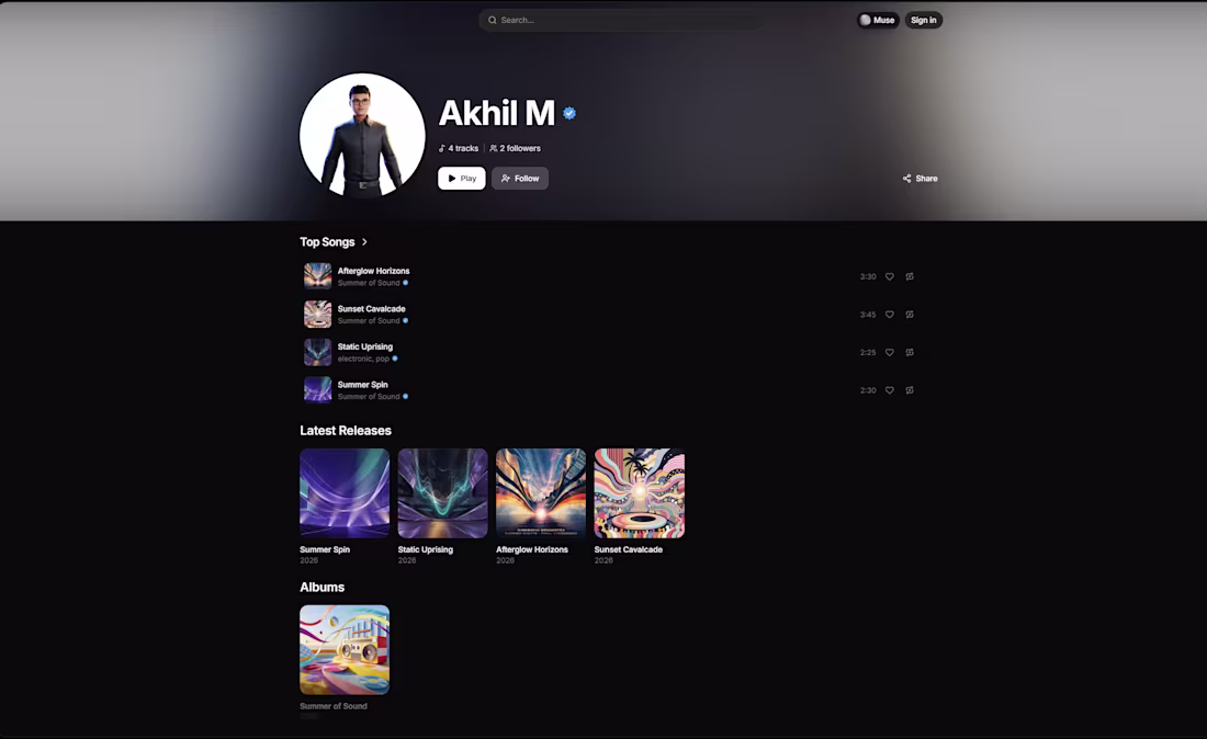 Cover image for New collection of AI music on ElevenMusic!
