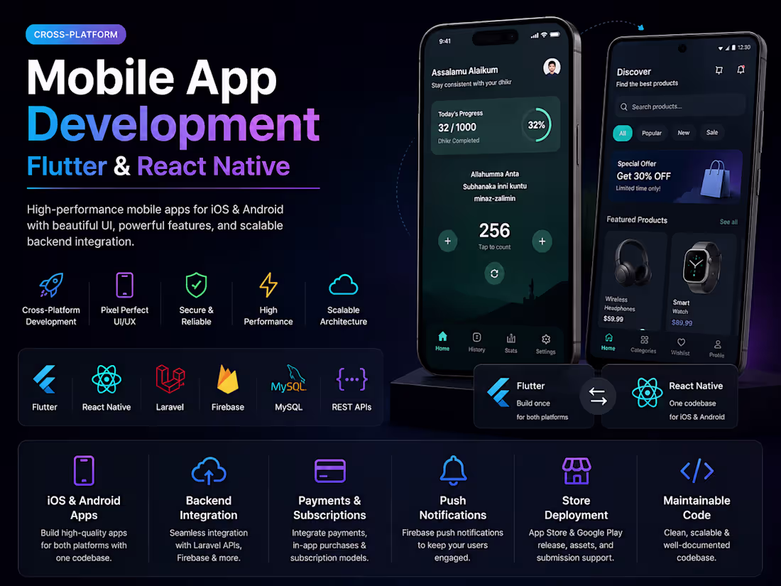 Cover image for Flutter & React Native Mobile App Development
