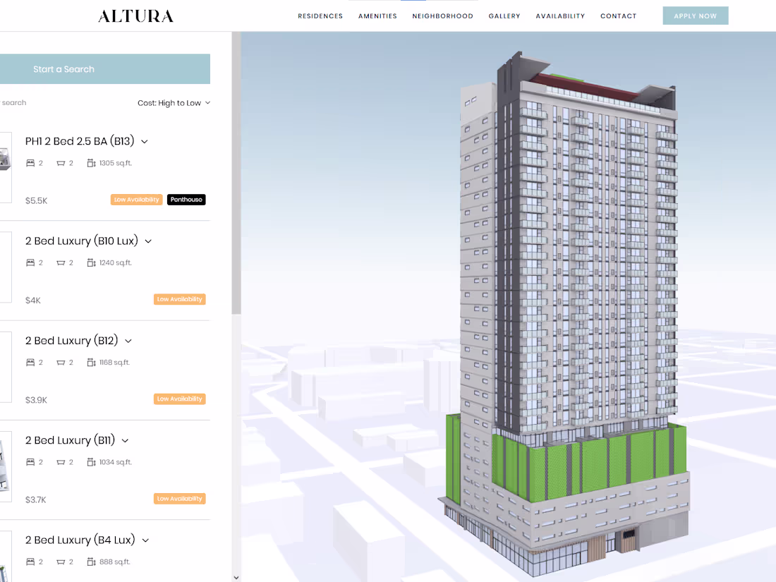 Cover image for Apartment purchase page with 3D building