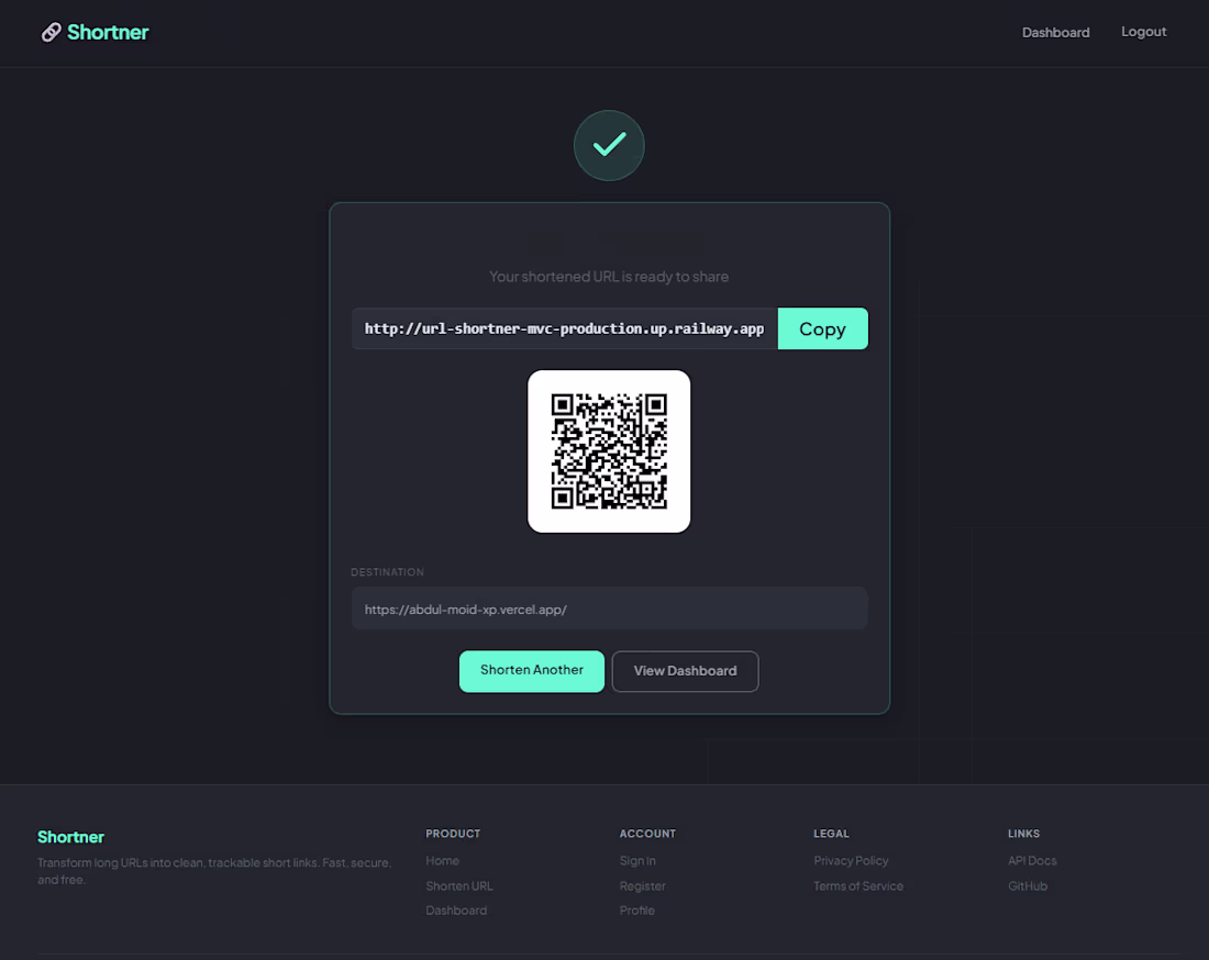 Cover image for A complete deployed URL Shortner with features like QR Code,...