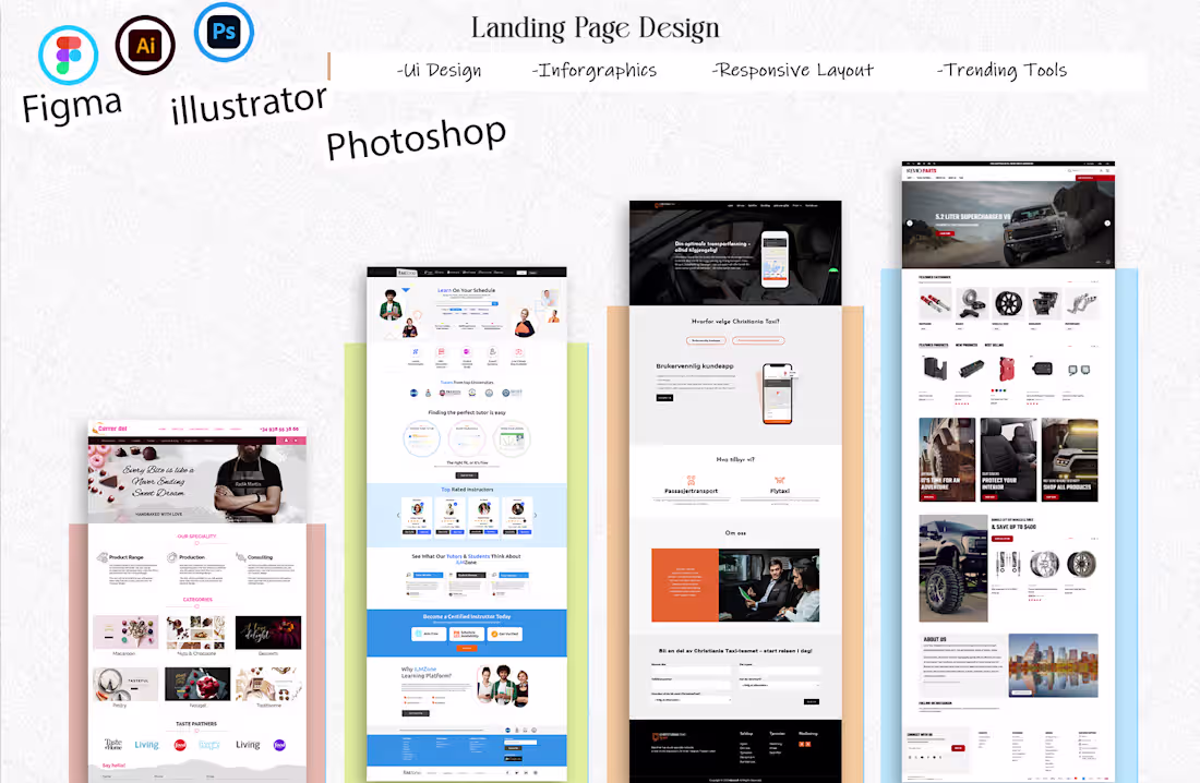 Cover image for Landing Page, Website design, Mobile app UI Design with UX s...