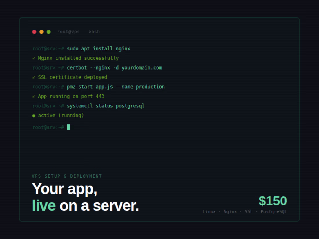 Cover image for VPS Server Setup, Deployment & Management