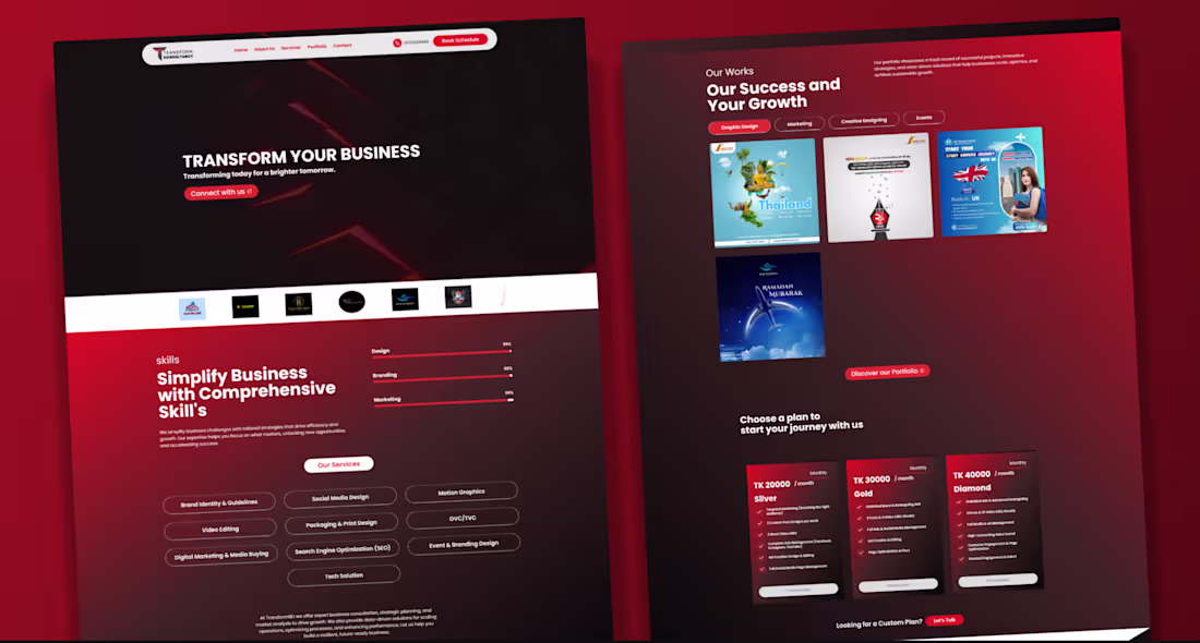 Cover image for Dynamic Landing Page for Transform BD Consultancy