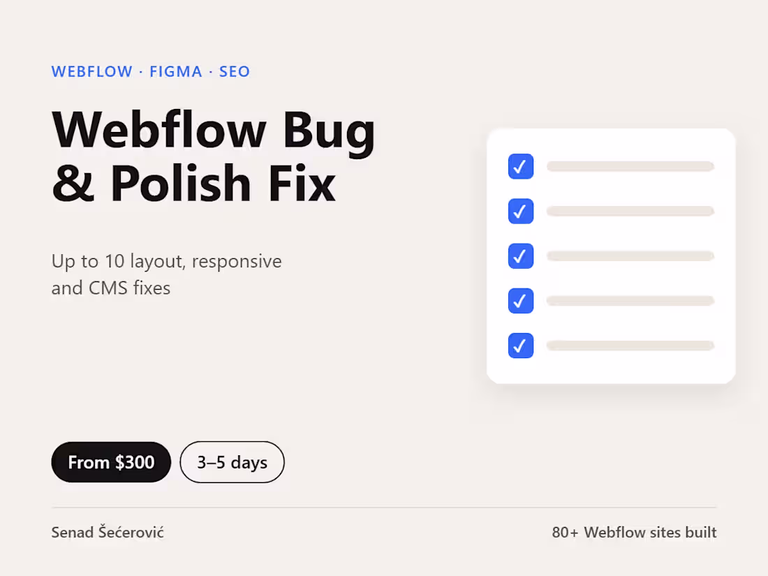 Cover image for Webflow Bug & Polish Fix