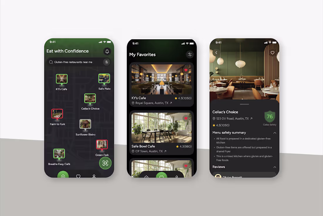 Cover image for “PureBite – Gluten-Free Restaurant Finder App (Flutter Flow UI)”
