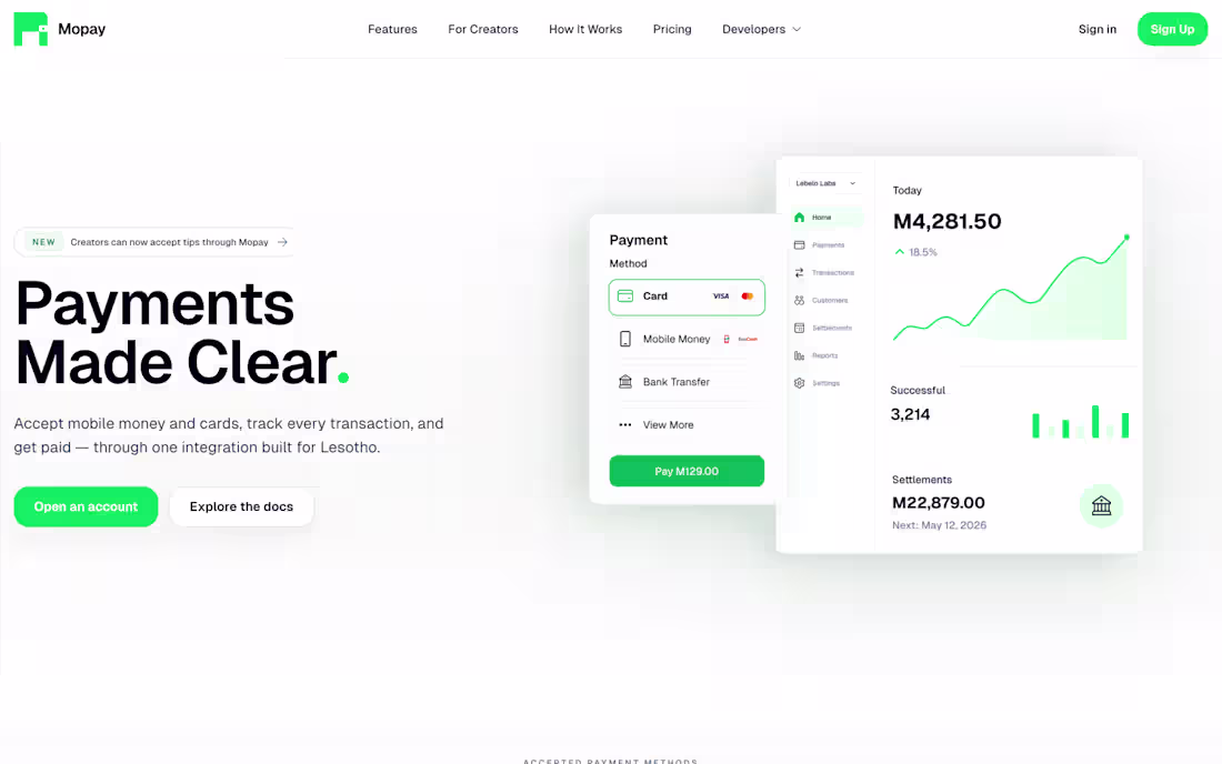 Cover image for MoPay — payment platform dashboard