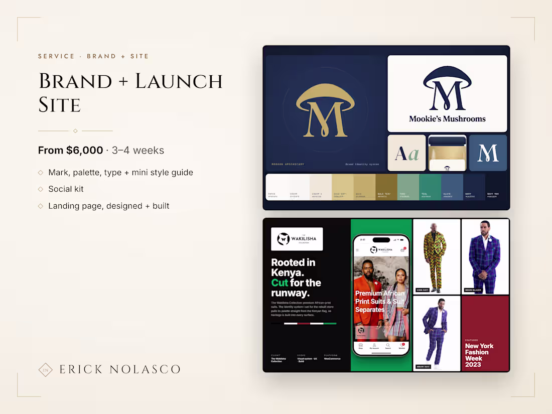 Cover image for Brand identity + launch site for startups
