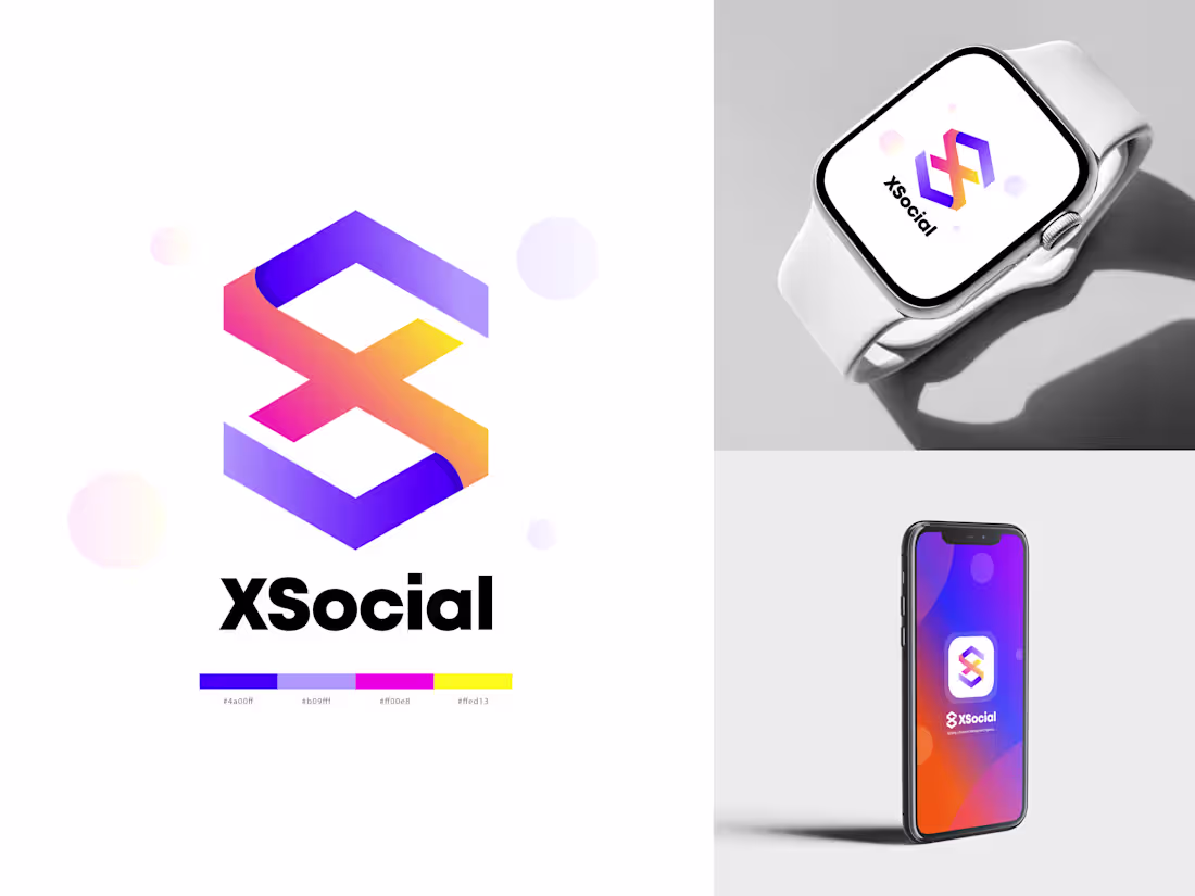 Cover image for Modern logo branding design for XSocial (https://www.behance...