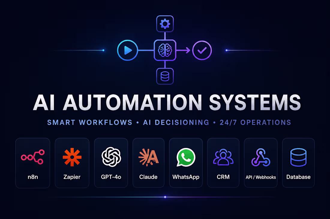 Cover image for AI-Powered Automation & Workflow Systems - n8n, Zapier, Make 