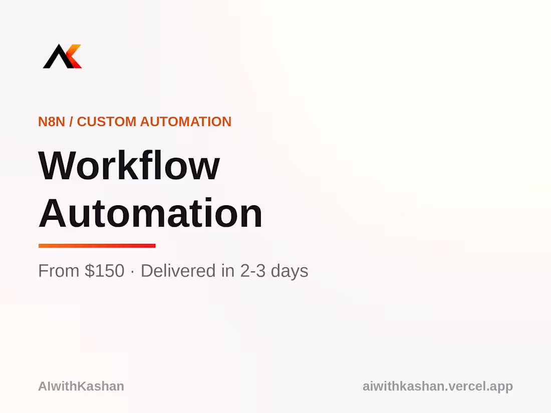 Cover image for Workflow Automation (n8n / custom)