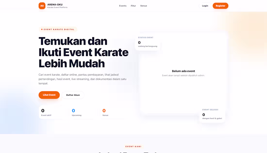 Cover image for Arena-OKU — Karate Event Management Web Application