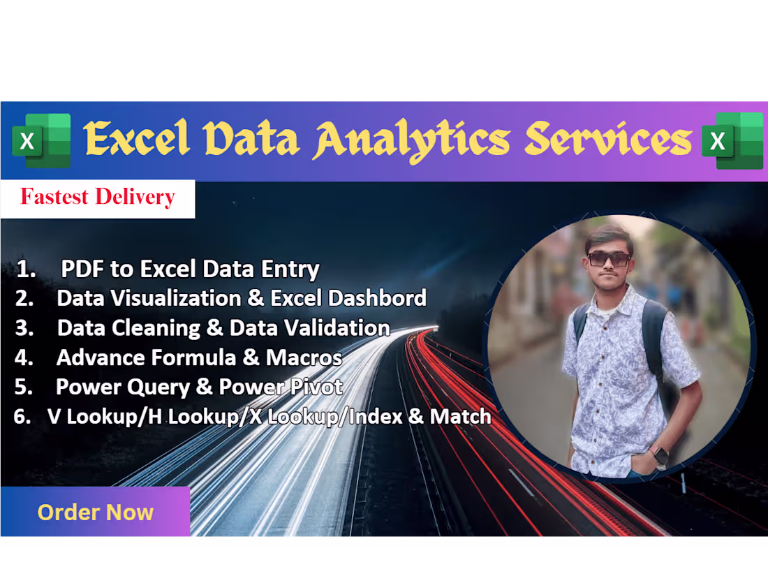 Cover image for I will MS excel, data visualization and dashboard specialist