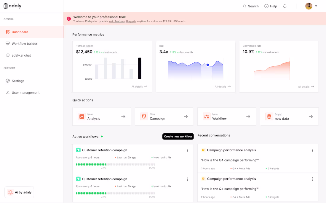 Cover image for adaly.ai - Multi channel advertising campaign platform