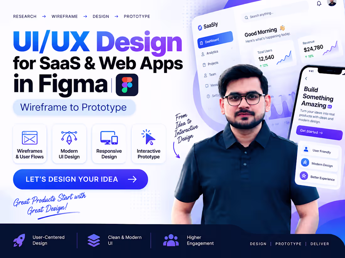 Cover image for UI/UX Design for SaaS & Web Apps in Figma 