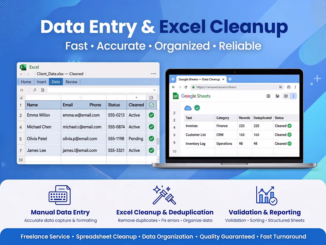 Cover image for Data Entry, Excel Cleanup & KDP Formatting
