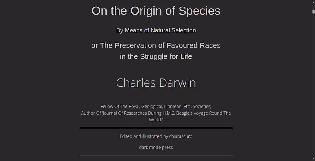 Cover image for [HTML book] On the Origin