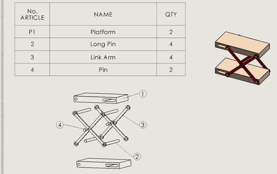 Cover image for Scissor Lift Table In SolidWorks