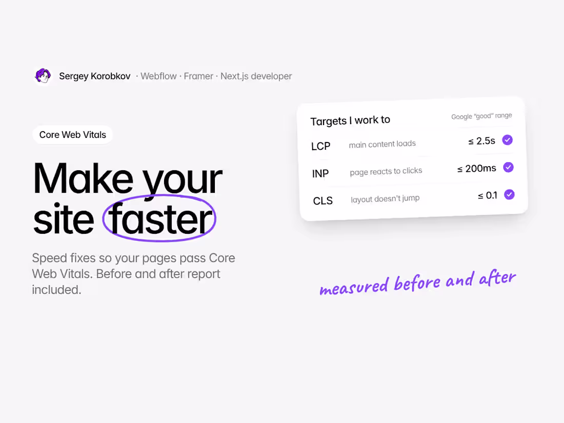 Cover image for Website Speed and Core Web Vitals Fixes