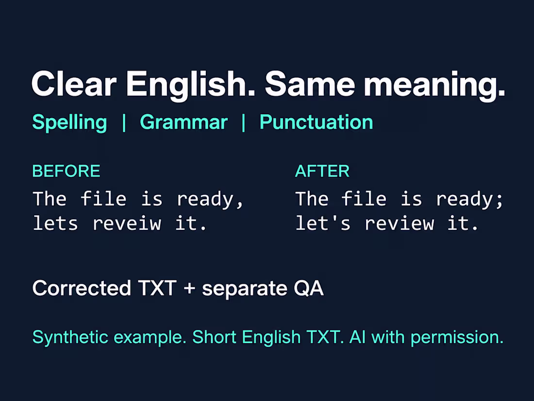 Cover image for Short English TXT Proofreading
