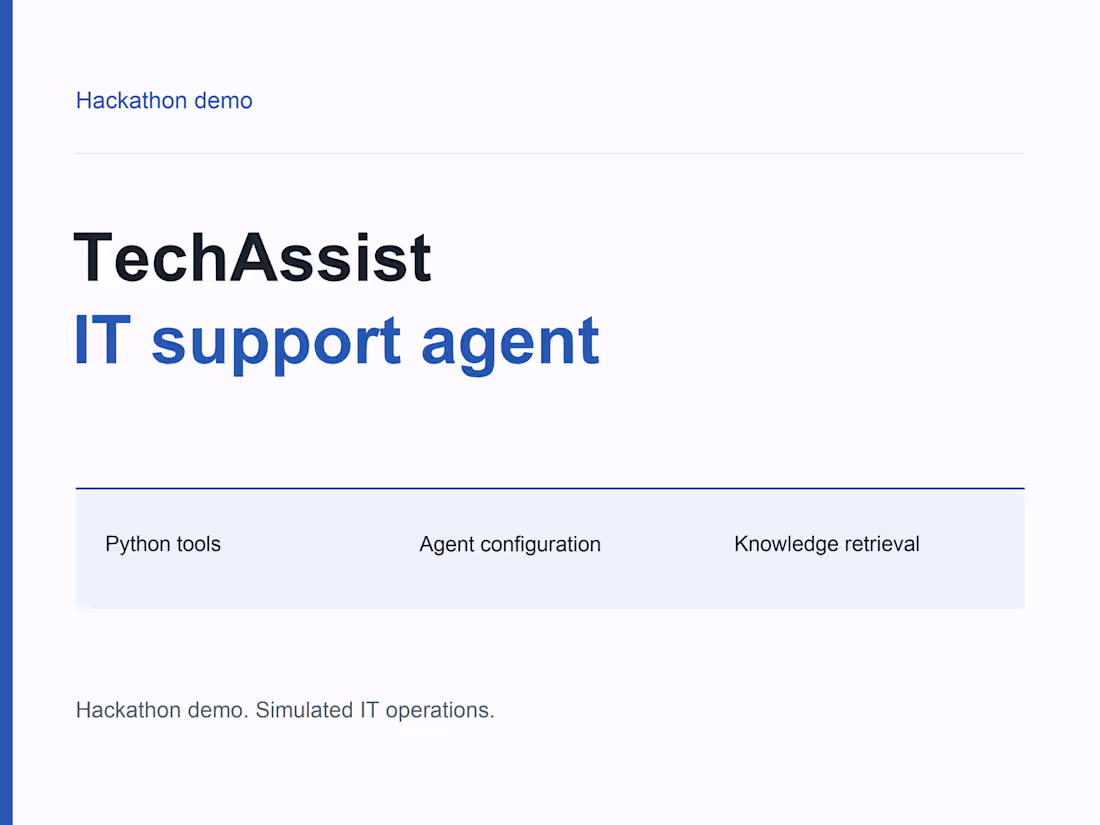 Cover image for TechAssist: IT Support Agent Demo