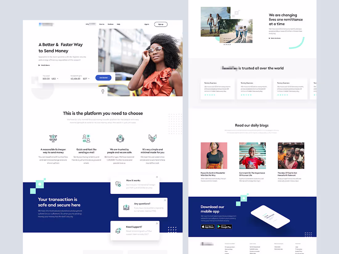 Cover image for Homepage Design for a Money Transfer Website